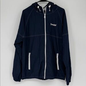Disney Parks Disneyland Windbreaker Jacket Navy Blue Hooded Full Zip Size Medium